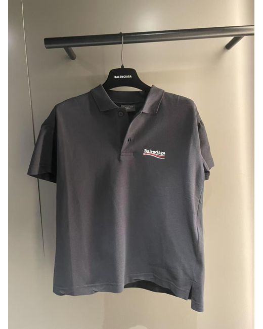 Balenciaga Black Logo Embroidered Short-Sleeved Polo Shirt