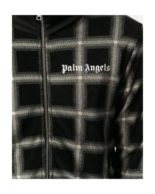 Palm Angels Black Checked Track Jacket for men