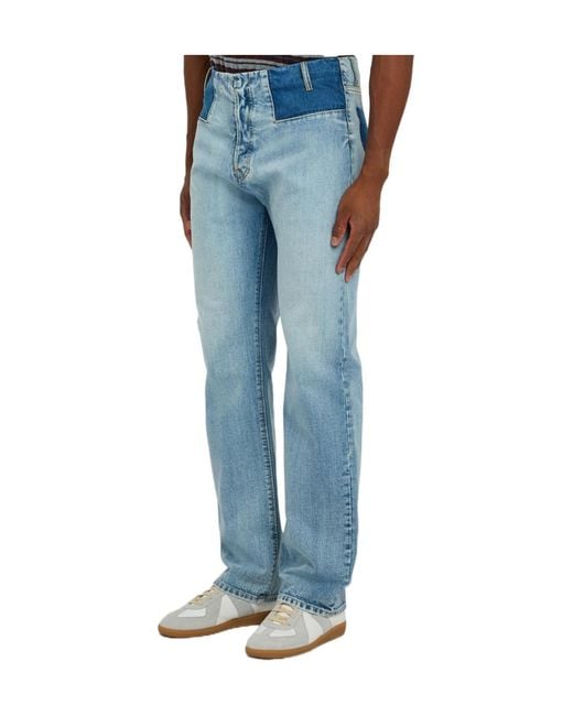 Maison Margiela Blue Straight-Leg Washed Denim Trousers for men