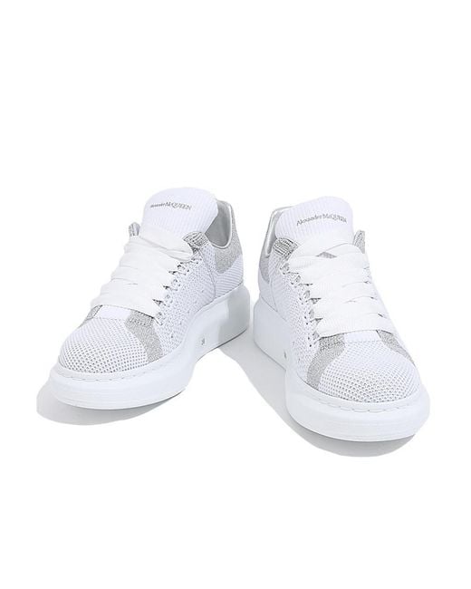 McQueen White Round Head Knitted Sneakers
