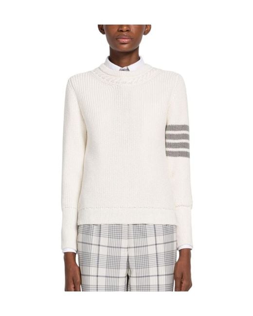 Thom Browne White 4-Bar Stripe Jumper