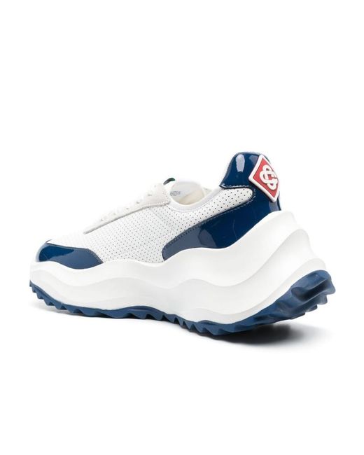 Casablanca Blue Logo-Patch Lace-Up Sneakers for men