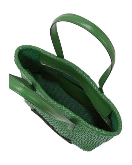 Karl Lagerfeld Green Logo Woven Tote Bag