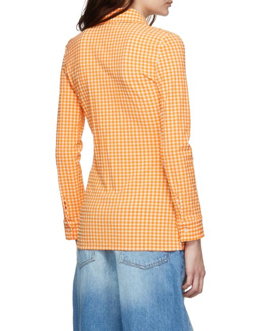 MSGM Orange Checkered Shirt