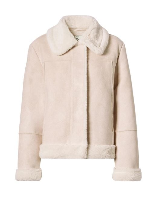 Mc2 Saint Barth Natural Lorayne Faux-Shearling-Collar Jacket