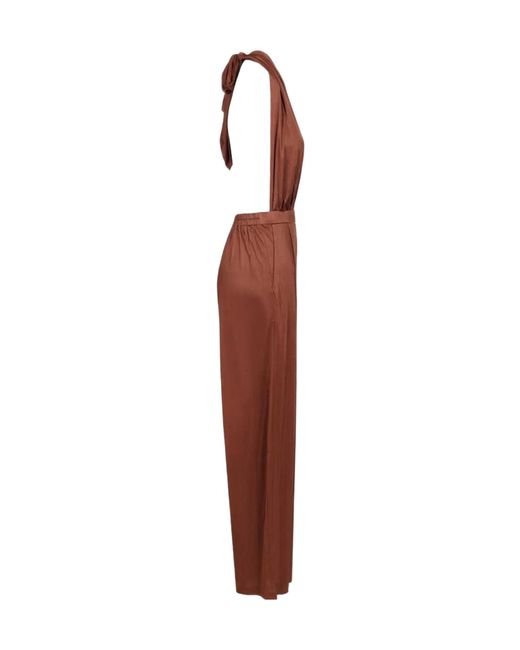 Amazuìn Brown Tie Backless Jumpsuit