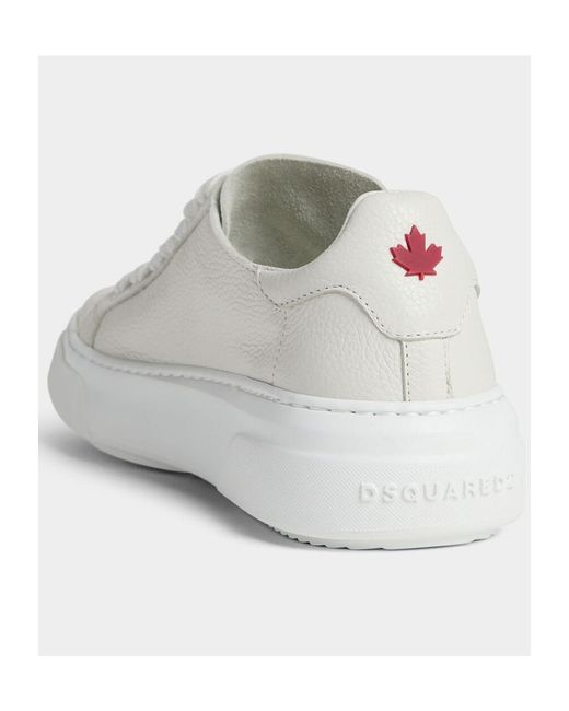 DSquared² White Logo-Embossed Round-Toe Lace-Up Sneakers