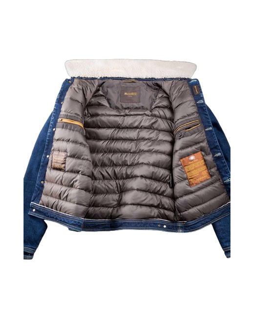 Moorer Blue Taburno Sherpa-Collar Denim Jacket for men