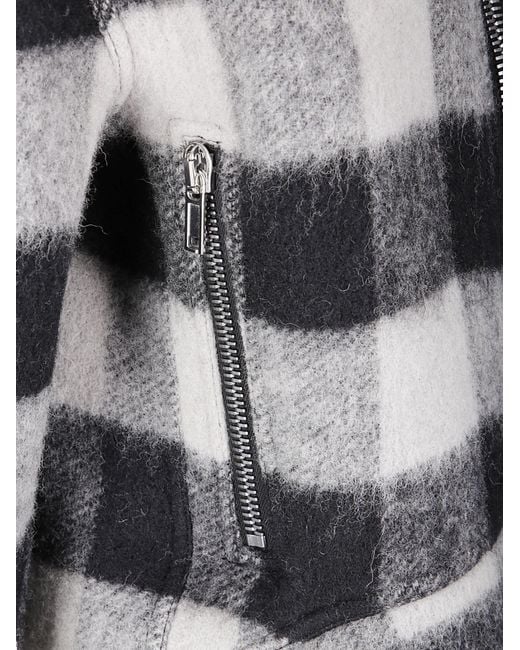 Rick Owens Gray Asymmetric Short Wool Jacket With High Collar