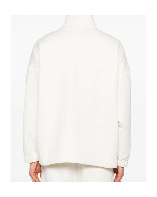 Fendi White Monogram Printed Zipped Sweatshirt for men