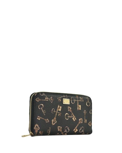 Dolce & Gabbana Black Printed Zipper Wallet