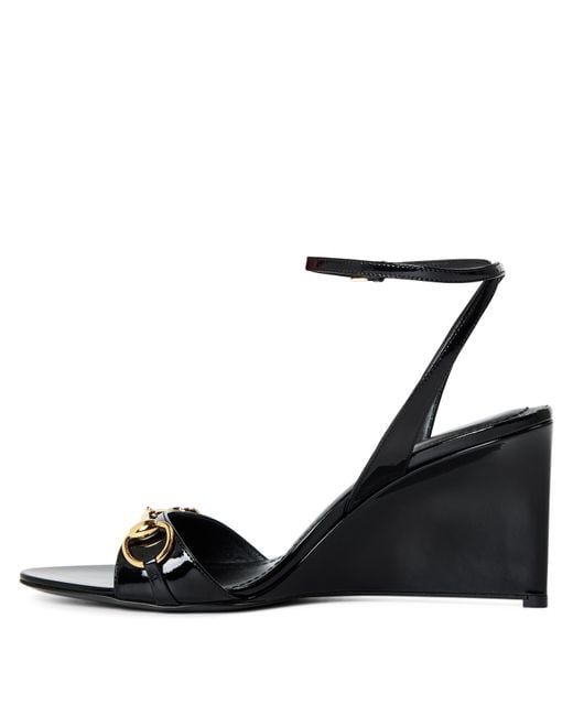 Gucci Black Opentoe Wedgeheel Sandal