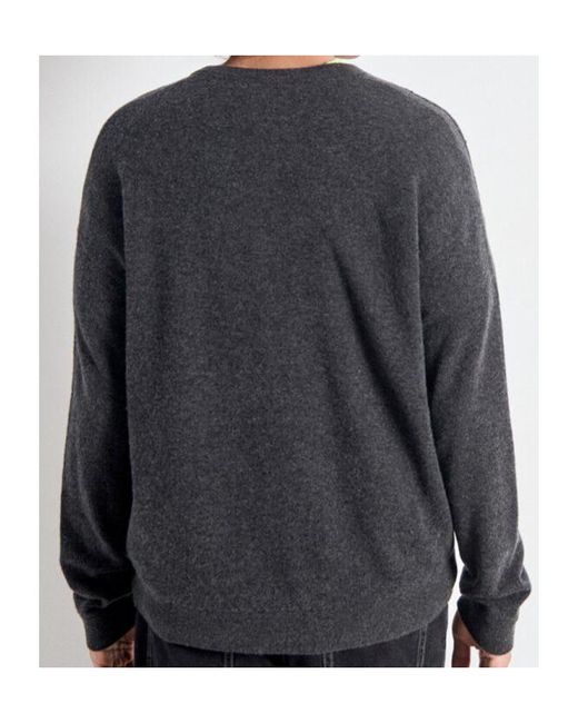 American Vintage Gray Relaxed V-Neck Knitted Sweater for men