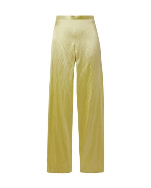 The Row Yellow Rogina Metallic Pleated Wide-Leg Casual Pants
