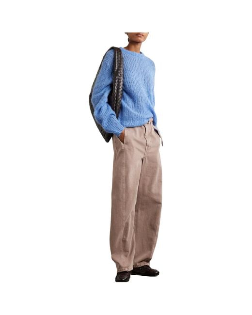 The Elder Statesman Blue Thistle Brushed Alpaca-Blend Sweater