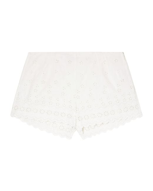 Doen White Arda Broderie Anglaise Organic Cotton Shorts
