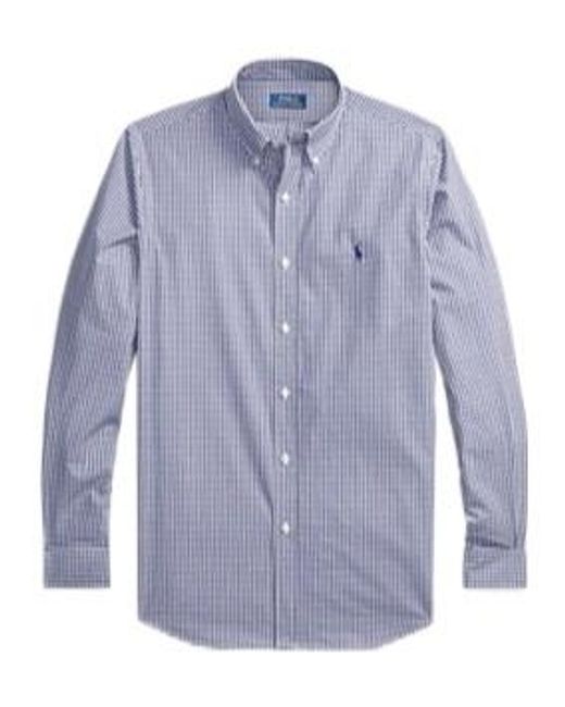 Polo Ralph Lauren Blue Mini Check.Pattern Cotton Shirt for men