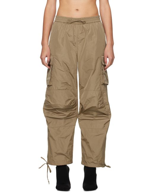 MSGM Natural Wide-Leg Drawstring Cargo Trousers