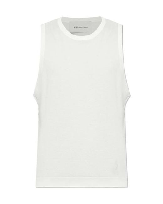 AMI White Ami Sleeveless Tank Top for men