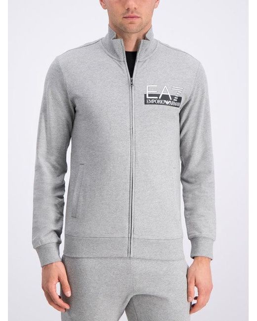 EA7 Gray Logo Collar Casual Jacket for men