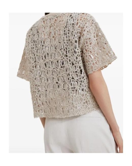 Brunello Cucinelli White Sequin Embellished Short-Sleeved T-Shirt