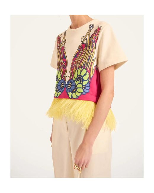 LaDoubleJ Multicolor La Scala Floral Feather T-Shirt
