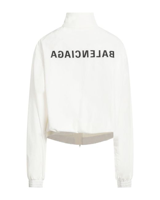 Balenciaga White Solid-Colored Baseball Jacket