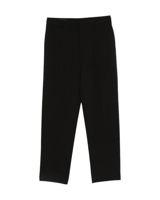 Emporio Armani Black Pressed-Crease Straight-Leg Trousers for men