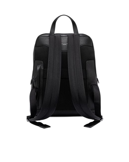 Gianni Chiarini Black Hammered Leather Backpack for men