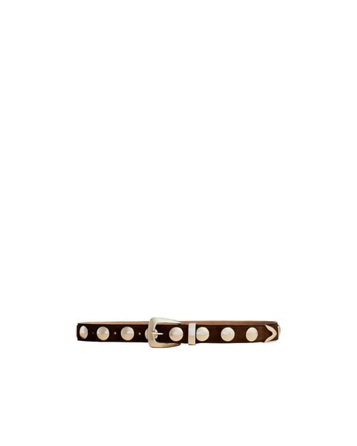 Khaite White The Benny Stud Embellished Buckled Belt