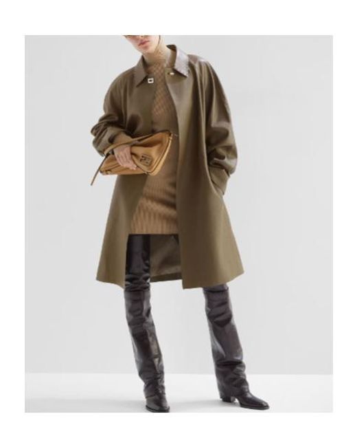 Fendi Green Leather Overcoat