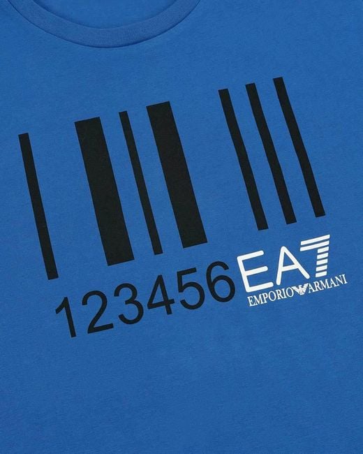EA7 Blue Logo T-Shirt With Round Neck for men