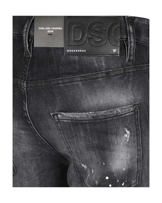 DSquared² Gray Ripped Detailing Cropped Jeans