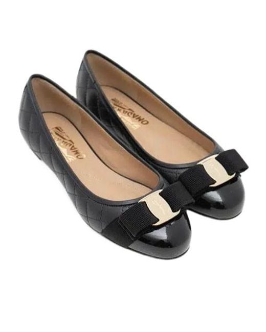 Ferragamo Black Varina Quilted Flat Shoes