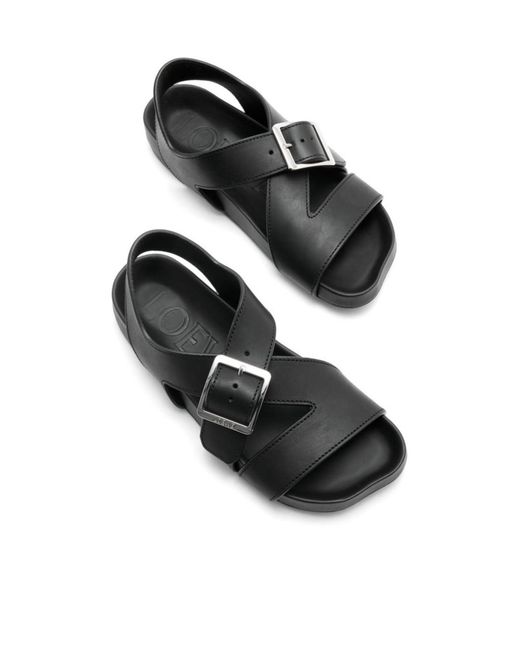 Loewe Black Buckle-Strap Flat Sandals
