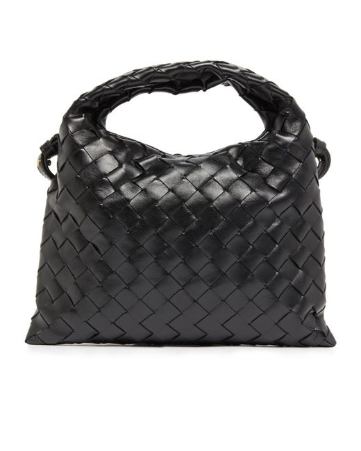 Bottega Veneta Black Woven Detail Shoulder Bag