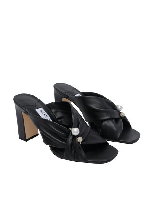 Jimmy Choo Black Rafi 85 Pearl Embellished Heeled Sandals