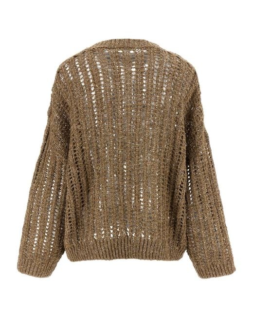 Brunello Cucinelli Brown Crewneck Drop Shoulder Jumper