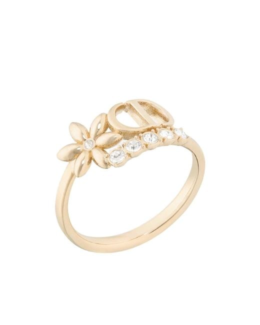 Dior Metallic Crystal Logo Ring