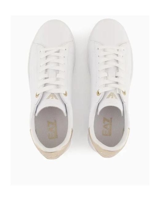EA7 White Logo Embossed Classic Cc Sneakers for men