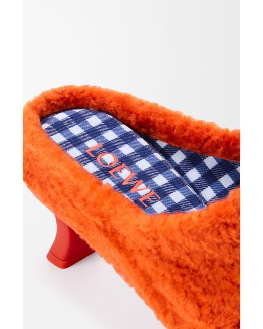 Loewe Orange Mules Dive En Peau Lainée