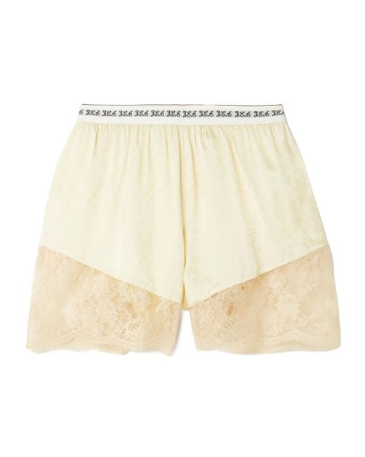 Sea Natural Ethel Lace-Trimmed Satin-Jacquard Shorts