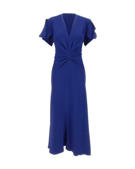 Victoria Beckham Blue Eve Draped Midi Dress
