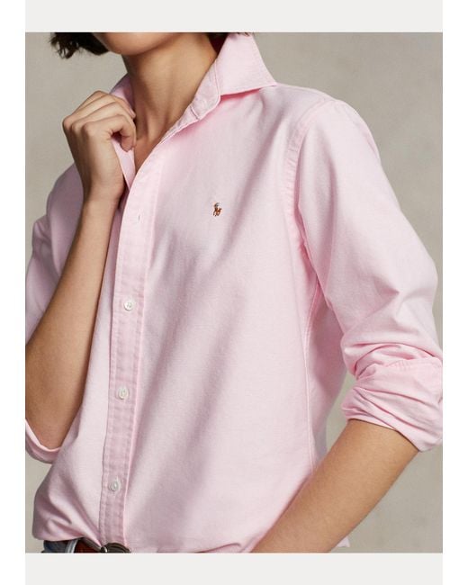 Polo Ralph Lauren Pink Logo Embroidered Long-Sleeved Shirt