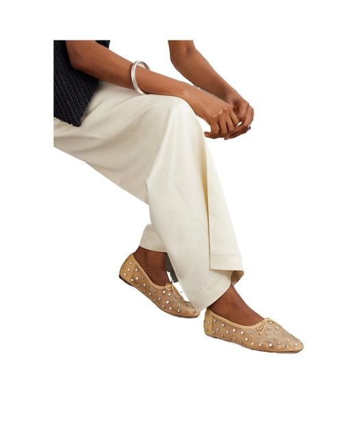 Loeffler Randall Natural Embellished Mesh Ballet Flats