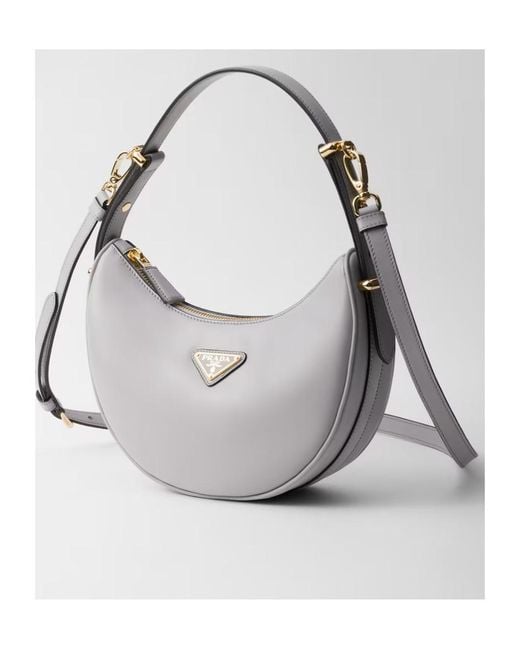 Prada Gray Arqué Zipped Shoulder Bag