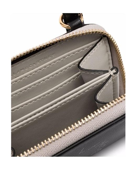 Stella McCartney Black Logo Detailed Strapped Wallet