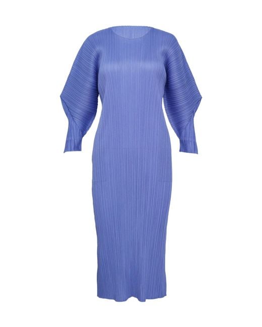 Pleats Please Issey Miyake Blue Skyline Batwing-Sleeve Dress