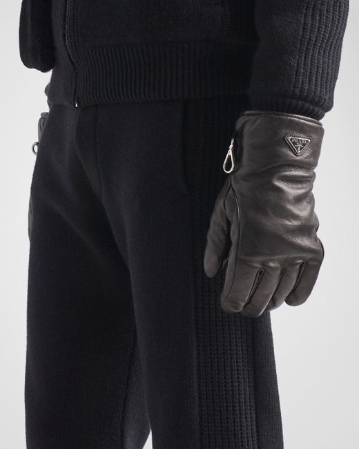 Prada Black Mid-Rise Fine-Knitted Track Pants for men