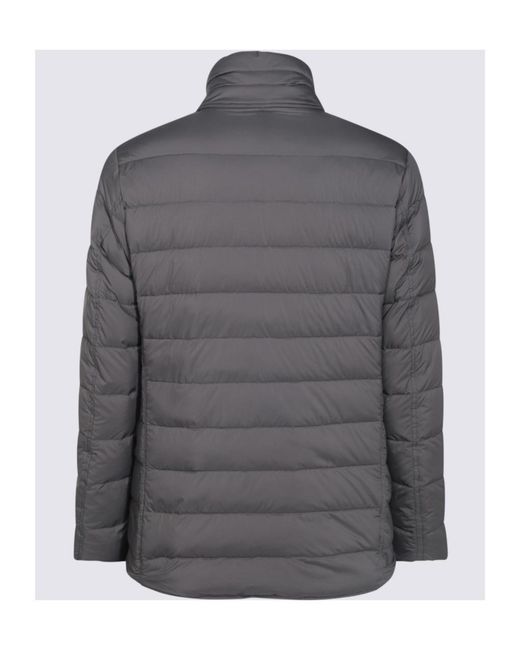Herno Gray Layered Effect Quilted Coat for men